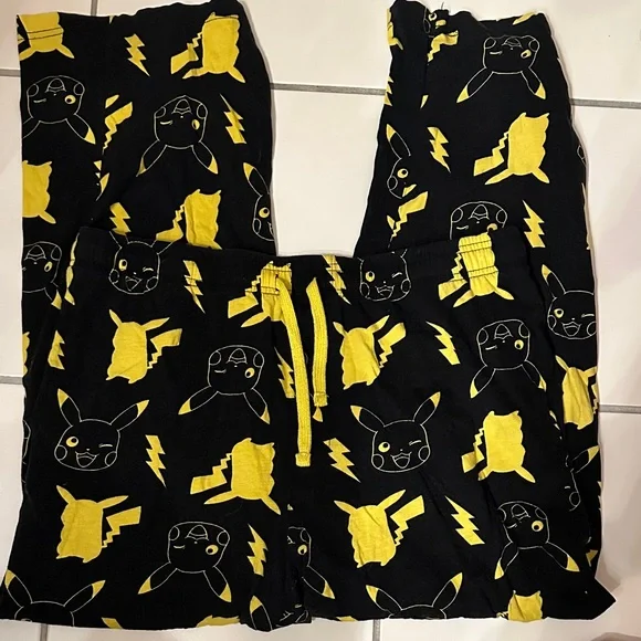 Pokémon Black & Yellow Pikachu Pajama Pants - Picture 1 of 2